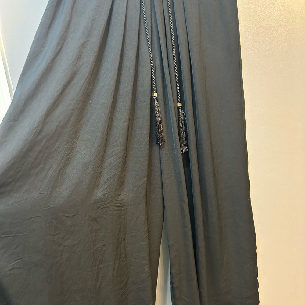 Zara Woman Black Pants Wide Leg Elastic Waist